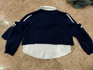 Stylish Navy &amp; White LayeredTop unbelievable price