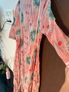 W | Floor Length Floral Pink Kurta