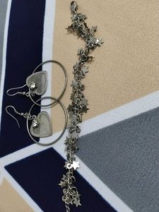 Cute Sliver Earings And Anklet
