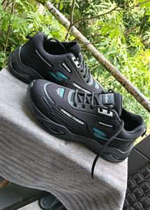 Black &#34;Foot &amp; Feet&#34; Fashion Sports Sneakers