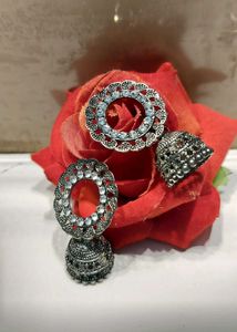 Silver Jhumka Earrings