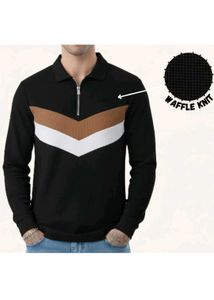 Stylish Chevron Colorblock Knit Polo
