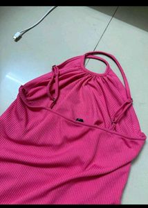 Hot Pink Ruched Mini Dress