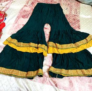 Festive Mustard-Green Sharara Set with Dupatta