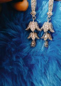 Elegant Silver Flower Drop Earrings