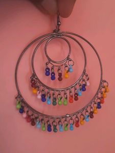 Colorful Beaded Hoop Earrings