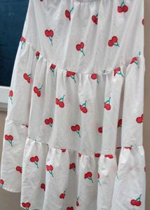 Cute Cherry Print Tiered Skirt