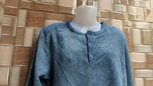 Blue Henley Long Sleeve Sweater