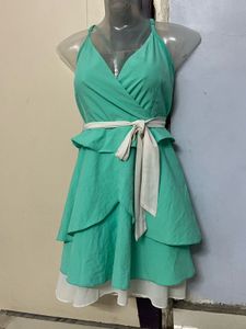 Pintrest Mint Green Ruffle Mini Dress