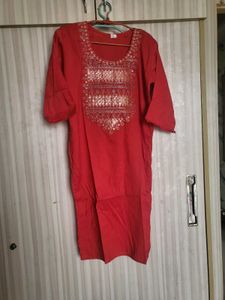 Embroidered Kurta With Bell Sleeve