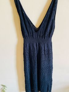 Navy Crochet Mini Dress