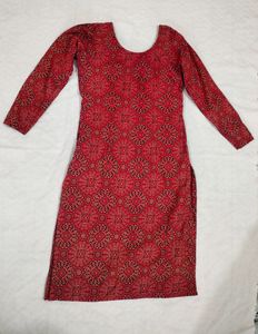 Red Slit Kurthi