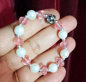 Pink &amp; Pearl Crystal Bracelet