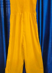 Mustard Jumpsuit &amp; Tie-Front Top Set