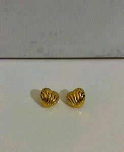Gold Heart Stud Antiturnish Earrings
