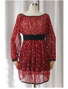 Sheer Red Polka Dot Top
