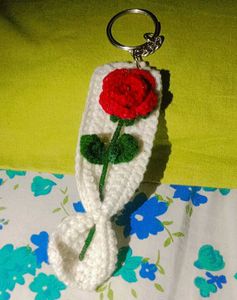 Crochet Rose Bouquet Keychain
