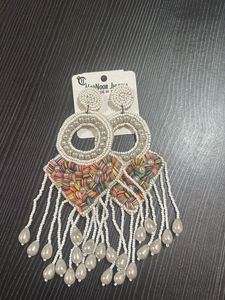 Beaded Fringe Statement Earrings