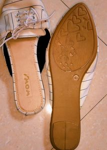 White Flat Mules For Women&#39;s-40 Size