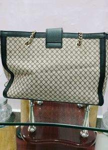 Patterned Shoulder Bag with Chain Detail