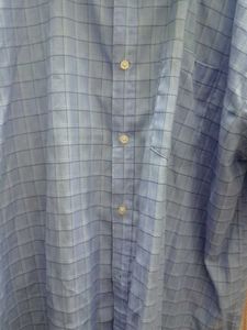 Men&#39;s Blue Checked Short Sleeve Shirt