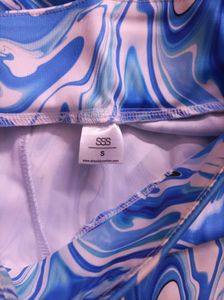 Blue Marble Print Flared Pants