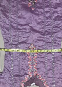 Lavender Embroidered Kurti Set