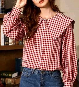 Red & White Gingham Button-Down Shirt