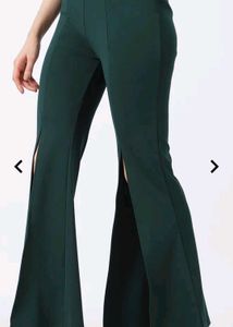 Elegant Dark Green Slit Pants