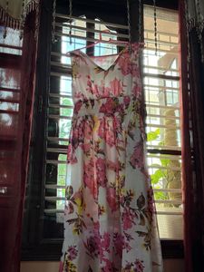 Floral White And Pink Dress
