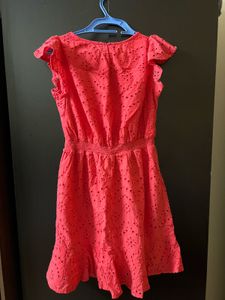 Coral Ruffle Mini Dress