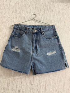 Ripped Denim Mom Shorts
