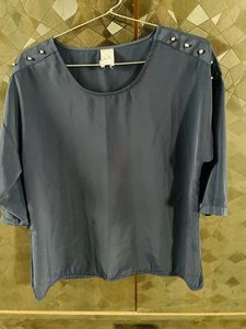 Blue balloon Top With Detailed Shoulder