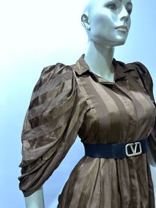 Brown Puff Sleeve Top (without Belt)