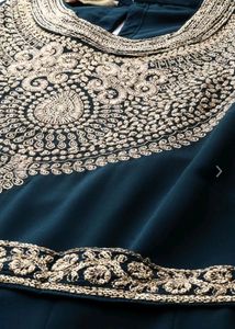 Women Teal Blue Ethnic Motifs Embroidered Kurta w