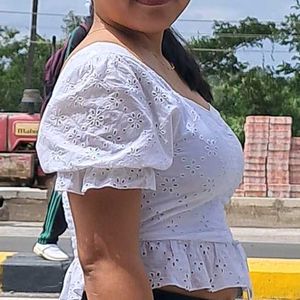 White Floral Eyelet Top