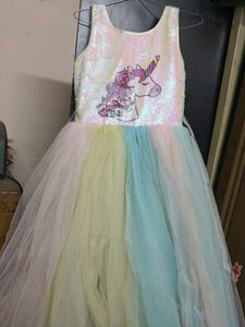 🌸✨ Unicorn Sequin Tulle Dress 👗🦄