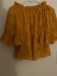 Off Shoulder Ginger Mustard Top