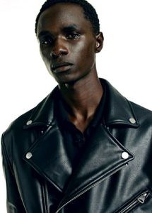 Hnm Black Leather Biker Jacket