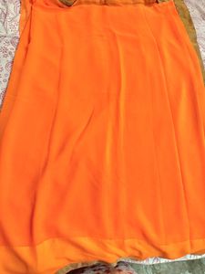 Orange Saree with Gold Border