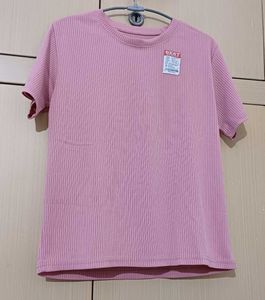 Pink Ribbed T-Shirt