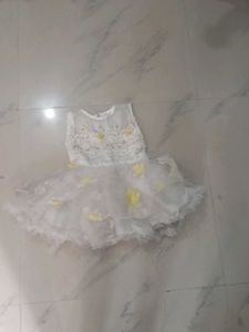 White & Yellow Flower Girl Dress