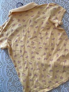 Cute Yellow Rainbow Polo Top For girls