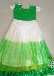 Cute Green &amp; White Ethnic Dress