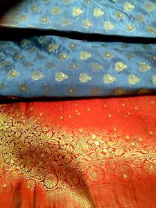 Elegant Reddish Orange &amp; Grey Silk Saree