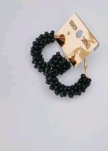 Black Colour Handmade Beads Earrings For Women