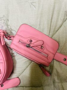 Pink Shoulder Bag with Pouch