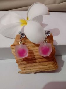 Frosted Blush: Pink Dangle Earrings