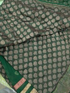 Green Net Saree With Blouse