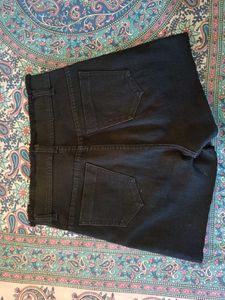Black High-Waisted Denim Shorts